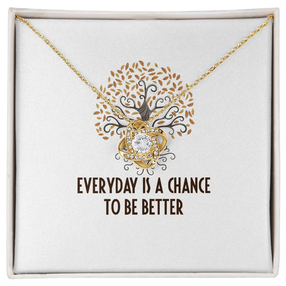 Every Day Is A Chance Infinity Knot Cz Necklace Gold Tone Standard Box